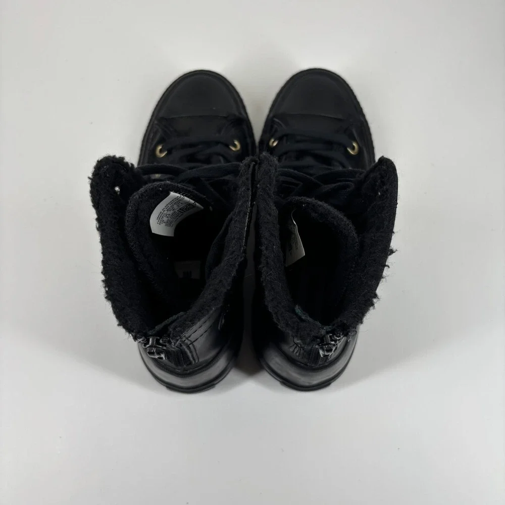 Converse Chuck Taylor All Star Hi-Rise Junior US 3/EU 35 Black Leather Fur Boots